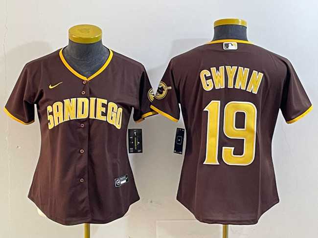 Womens San Diego Padres #19 Tony Gwynn Brown Stitched Jersey->mlb womens jerseys->MLB Jersey